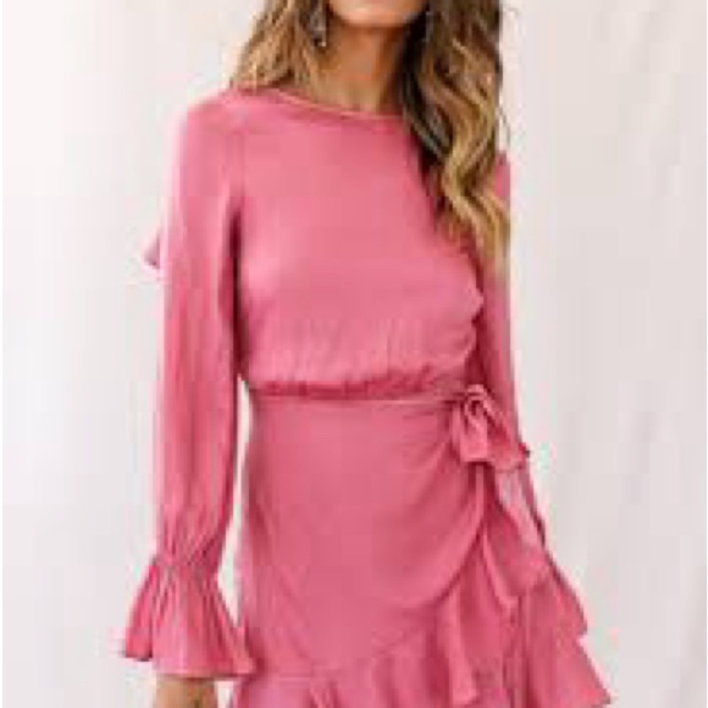 Selfie Leslie Dusty Rose Long Sleeve Dress